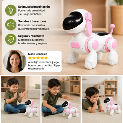Juguete de Perro Robot Eléctrico con Movimiento, Sonidos y Luces LED