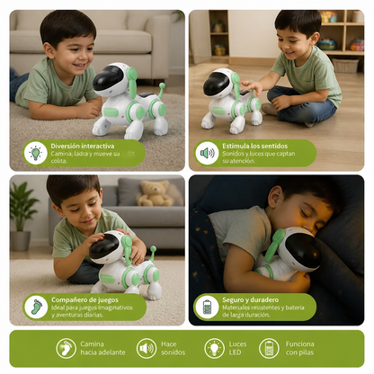 Juguete de Perro Robot Eléctrico con Movimiento, Sonidos y Luces LED