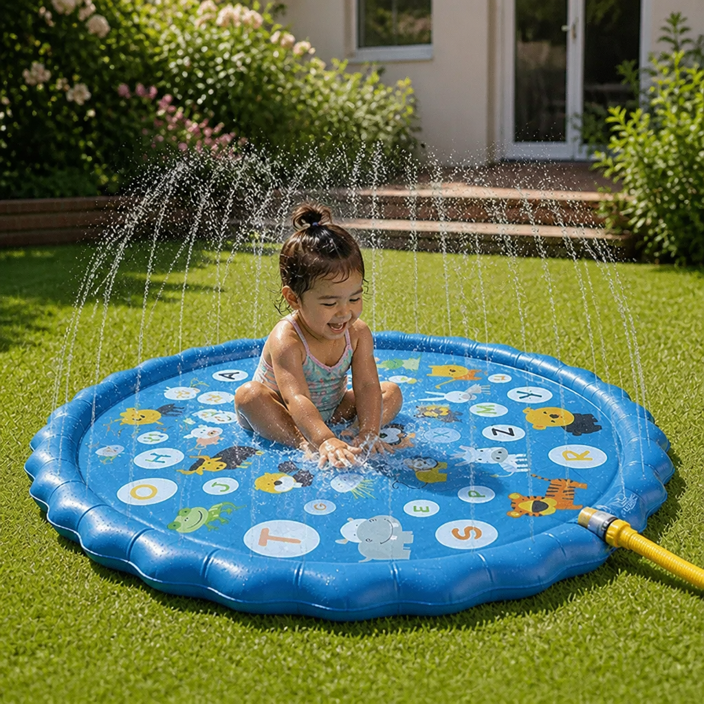 Alfombra Inflable de Agua para Niños con Aspersor – Tapete de Juego Acuático para Exteriores, Jardín y Playa
