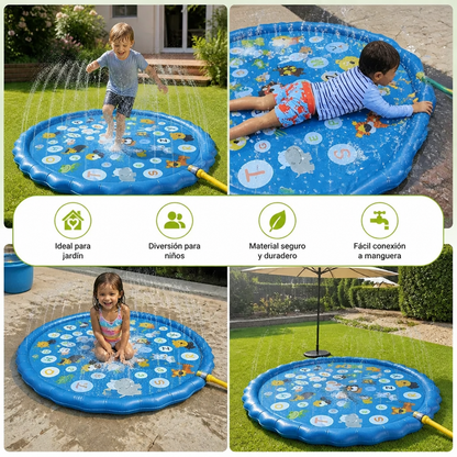 Alfombra Inflable de Agua para Niños con Aspersor – Tapete de Juego Acuático para Exteriores, Jardín y Playa