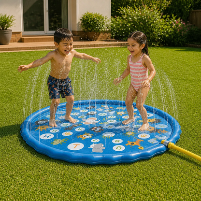 Alfombra Inflable de Agua para Niños con Aspersor – Tapete de Juego Acuático para Exteriores, Jardín y Playa