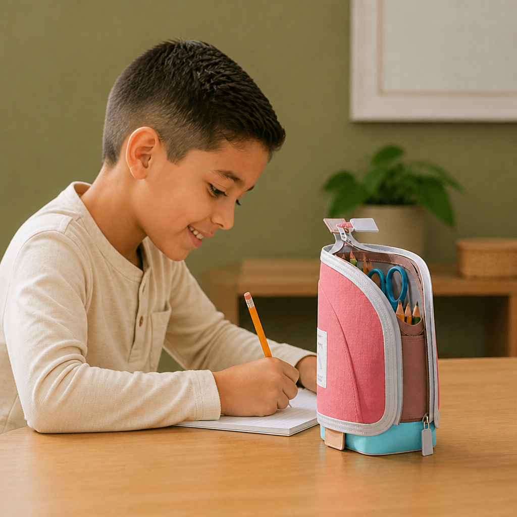 Estuche para Lápices 2 en 1 con Portalápices – Organizador de Escritorio que Ahorra Espacio