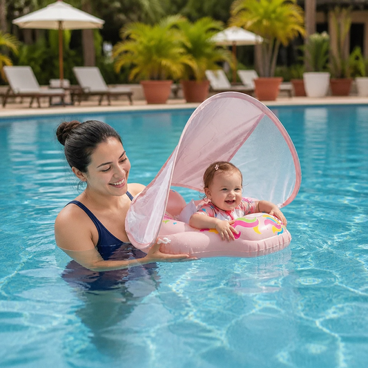 Flotador para Bebé con Capota Solar – Aro Inflable para Bebé para Disfrutar del Agua de Forma Segura