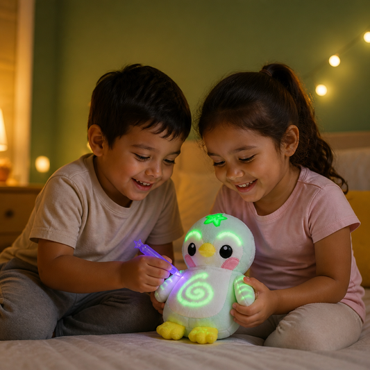 Peluche Mágico con Pluma de Dibujo que Brilla – Juguete Interactivo con Luz para Niños