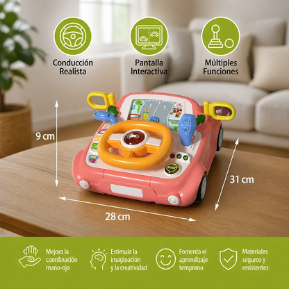Juguete Simulador de Conducción con Volante y Pantalla para Niños