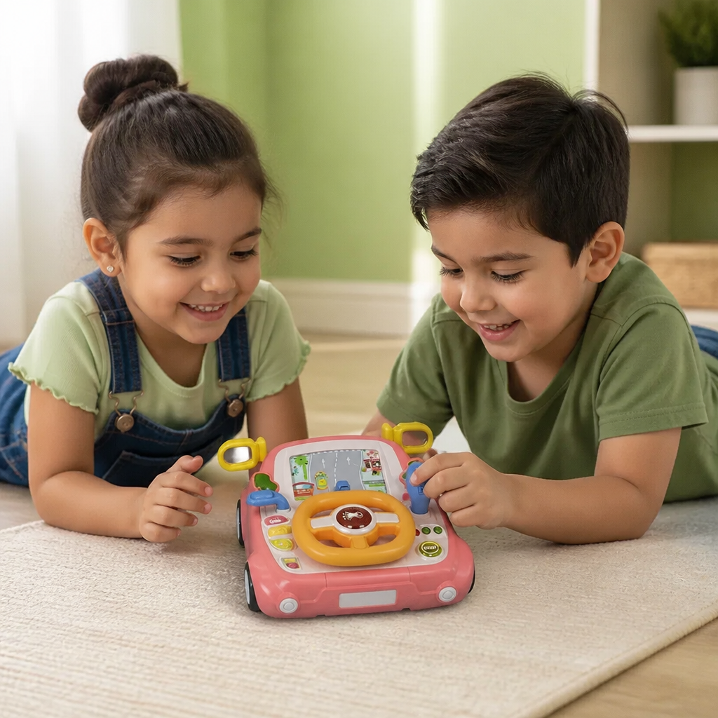 Juguete Simulador de Conducción con Volante y Pantalla para Niños
