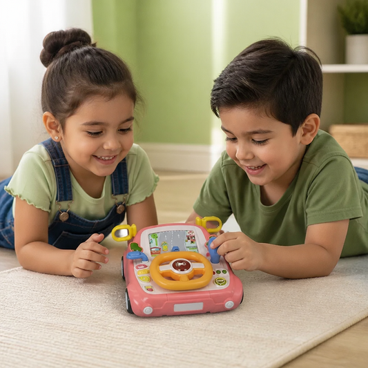 Juguete Simulador de Conducción con Volante y Pantalla para Niños