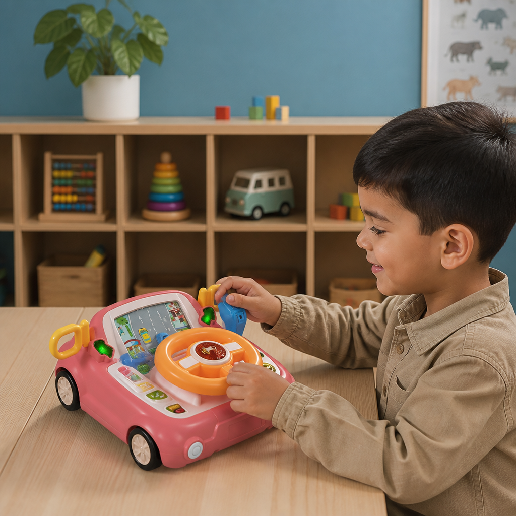 Juguete Simulador de Conducción con Volante y Pantalla para Niños