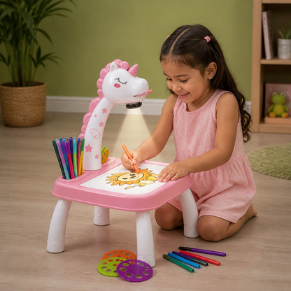 Mesa de Dibujo con Proyector de Dinosaurios para Niños con Marcadores y Música