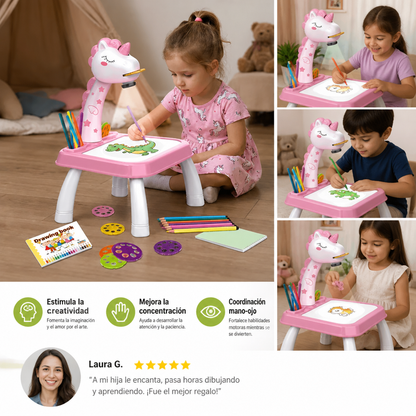 Mesa de Dibujo con Proyector de Dinosaurios para Niños con Marcadores y Música