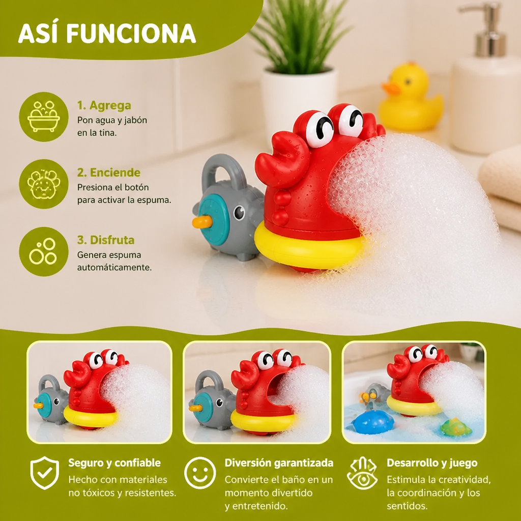 Juguete de Baño de Burbujas para Niños – Máquina Automática de Espuma para Diversión en el Agua y la Hora del Baño