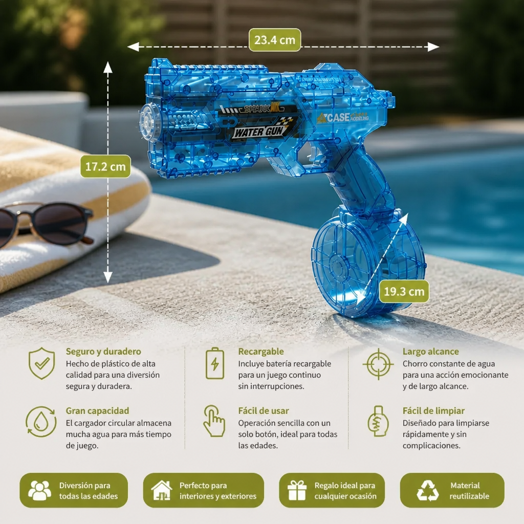 Pistola de Agua Eléctrica Espacial con Depósito Circular