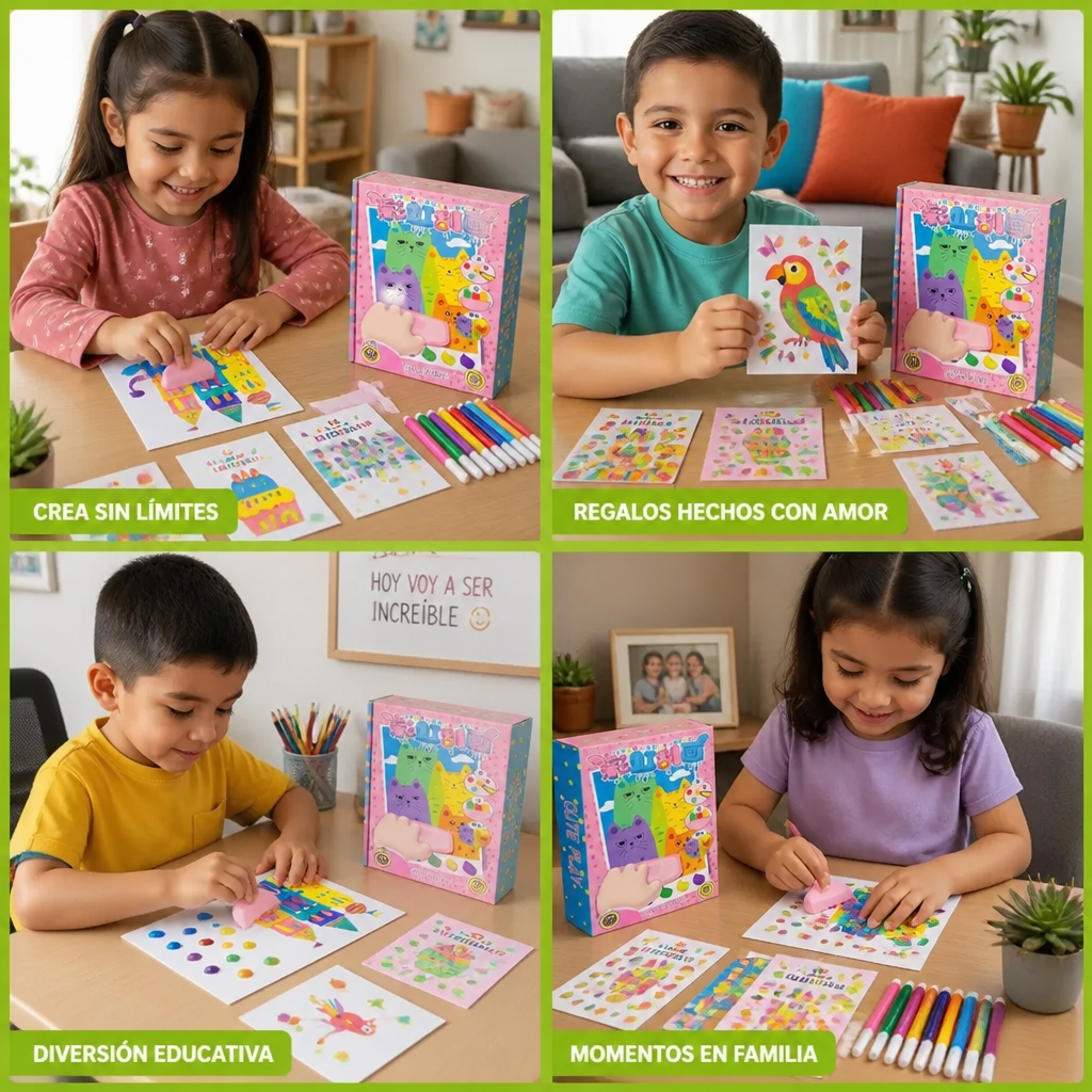 Set De Pintura Creativa De Colores Del Arcoíris Con Efecto De Difuminado