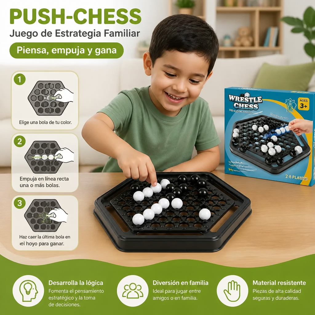 Push-Chess Juego De Estrategia Familiar – Juego Interactivo De Lógica Y Pensamiento Para Niños