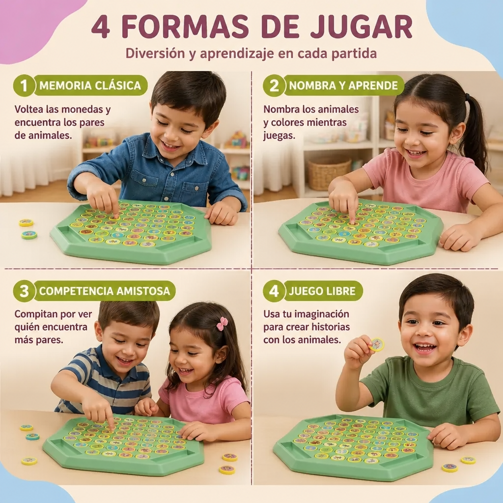 Juego De Memoria Con Monedas De Animales Para Toda La Familia