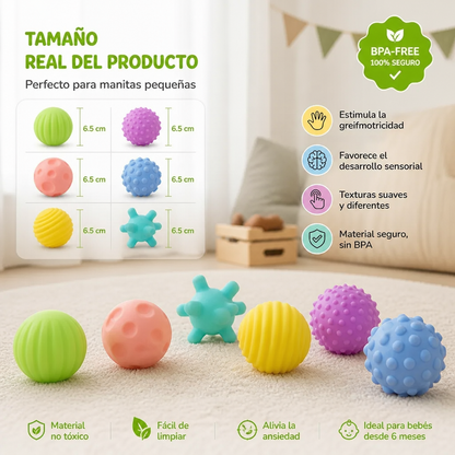 Set De 6 Pelotas Sensoriales – Pelotas Suaves De Tacto Y Masaje Para Bebés Y Niños