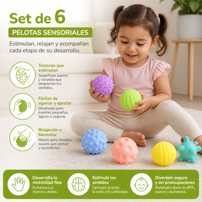 Set De 6 Pelotas Sensoriales – Pelotas Suaves De Tacto Y Masaje Para Bebés Y Niños