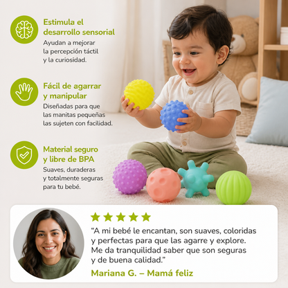 Set De 6 Pelotas Sensoriales – Pelotas Suaves De Tacto Y Masaje Para Bebés Y Niños