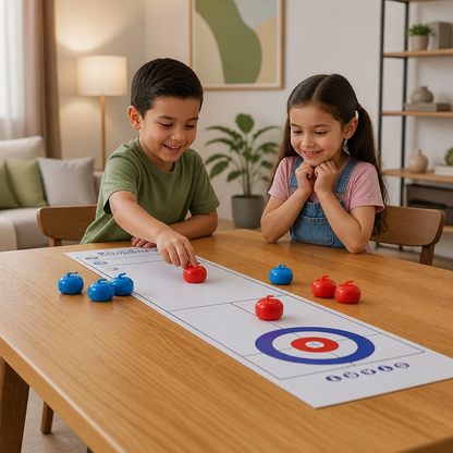 Juego de Curling de Mesa Plegable – Set de Competencia para 2 Jugadores