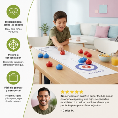 Juego de Curling de Mesa Plegable – Set de Competencia para 2 Jugadores