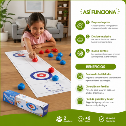 Juego de Curling de Mesa Plegable – Set de Competencia para 2 Jugadores