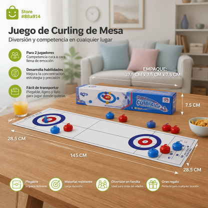 Juego de Curling de Mesa Plegable – Set de Competencia para 2 Jugadores