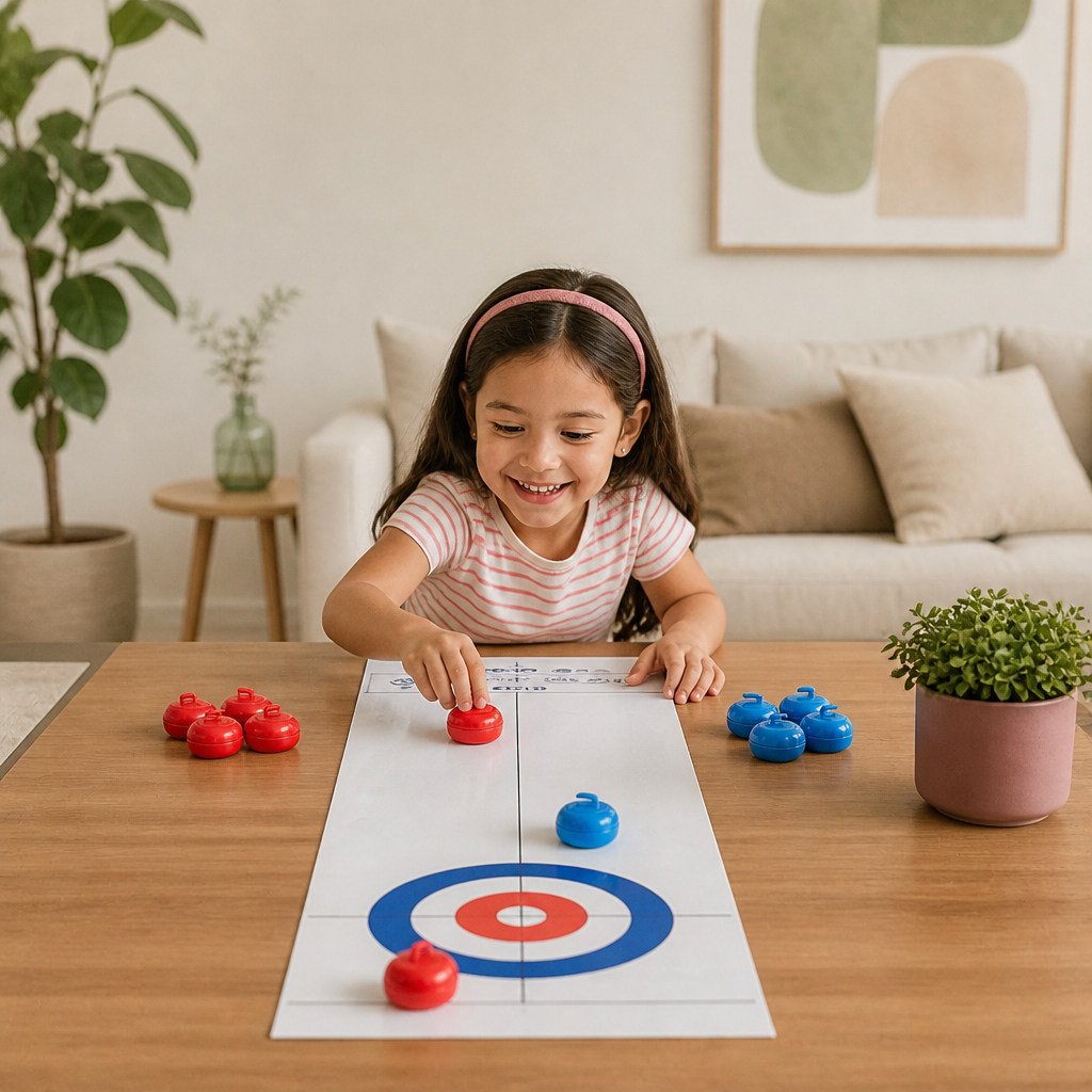 Juego de Curling de Mesa Plegable – Set de Competencia para 2 Jugadores