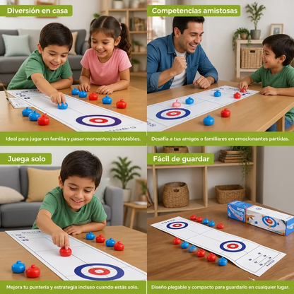 Juego de Curling de Mesa Plegable – Set de Competencia para 2 Jugadores