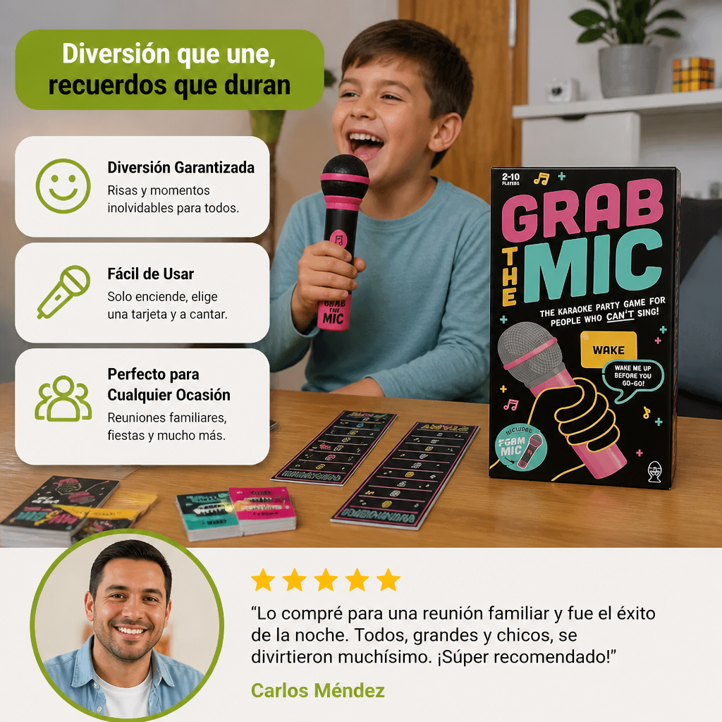 Juego de Karaoke con Micrófono – Divertido Juego Familiar para Amigos y Familia