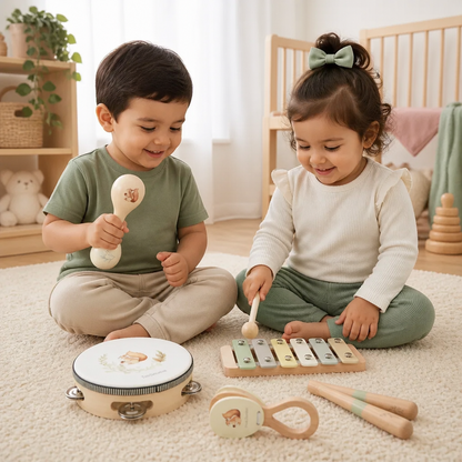 Set De Instrumentos Musicales De Madera Montessori Para Bebés - Juguete Sensorial Y De Aprendizaje Musical