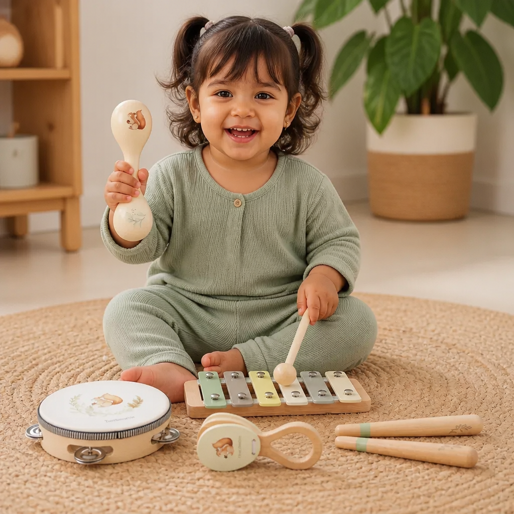 Set De Instrumentos Musicales De Madera Montessori Para Bebés - Juguete Sensorial Y De Aprendizaje Musical
