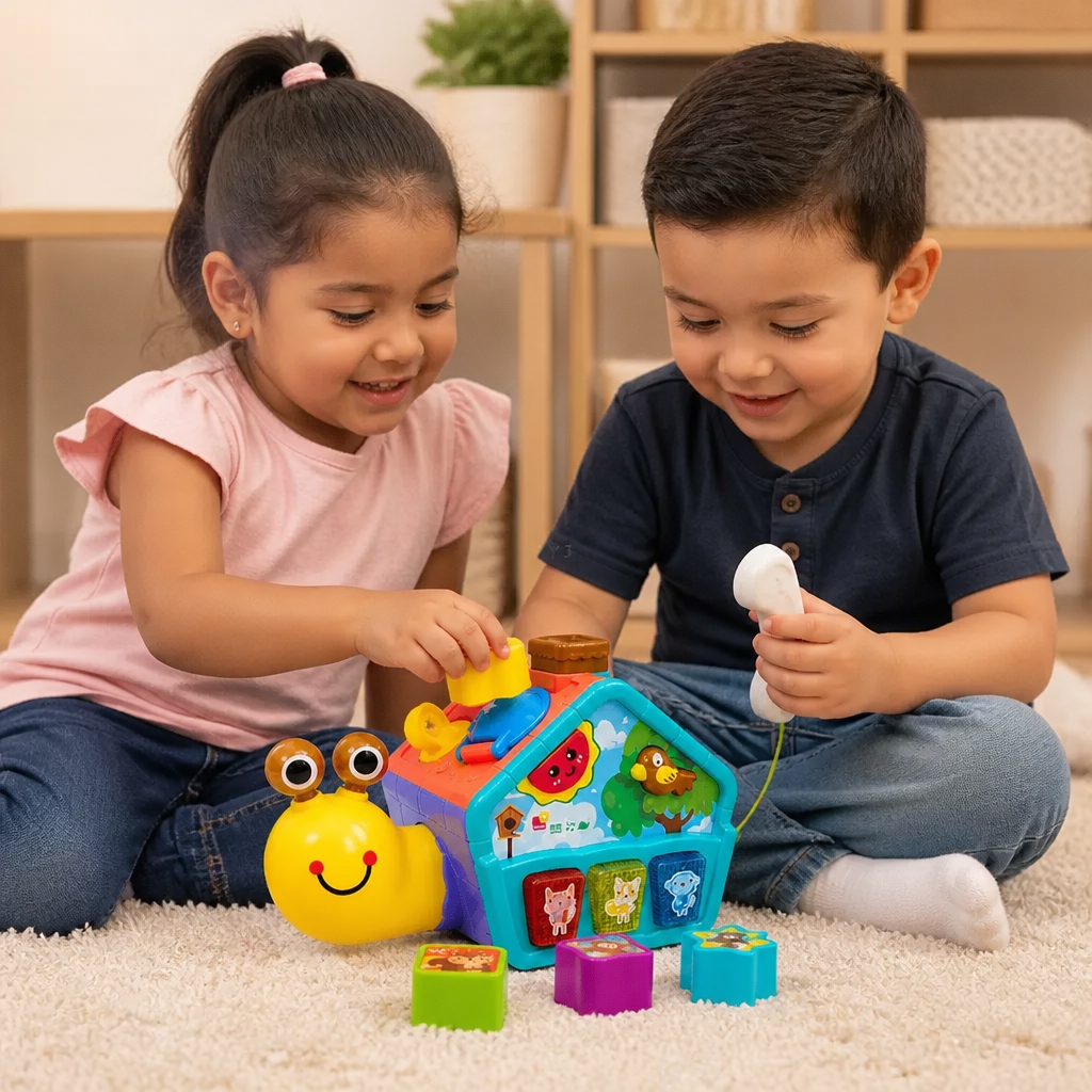 Juguete Educativo de Caracol para Bebés con Teléfono, Clasificador de Formas y Sonidos de Animales