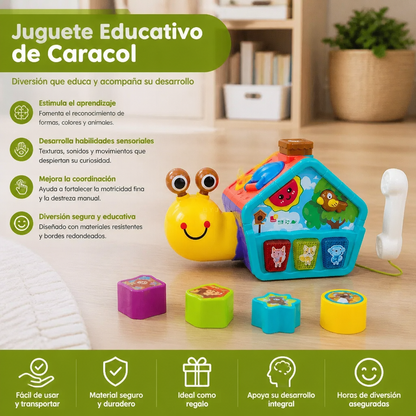 Juguete Educativo de Caracol para Bebés con Teléfono, Clasificador de Formas y Sonidos de Animales