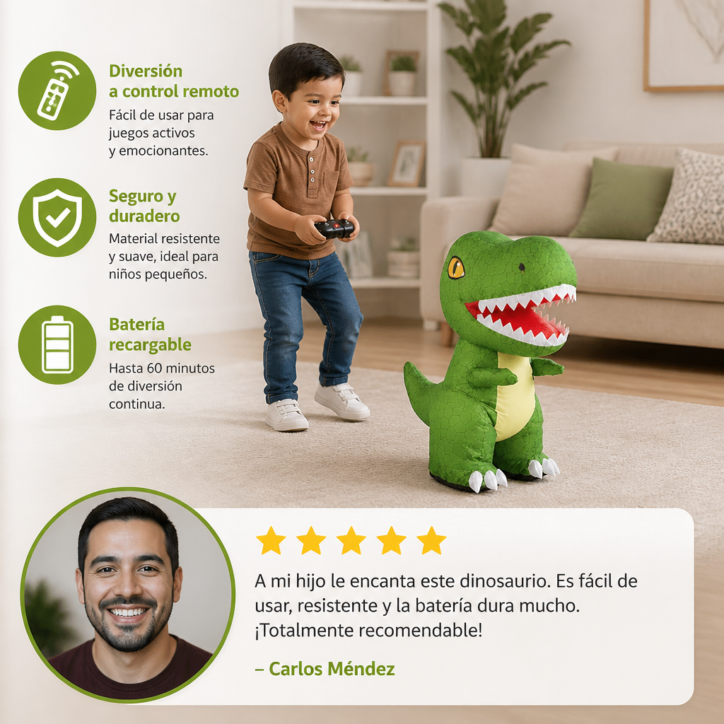 Juguete Inflable de Dinosaurio T-Rex a Control Remoto
