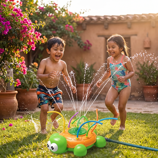 Aspersor de agua con forma de tortuga – Diversión giratoria en el jardín para niños durante los días calurosos de verano