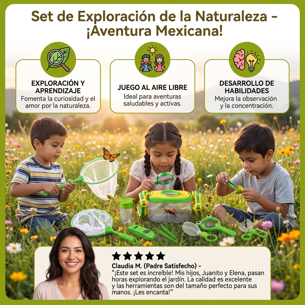 Set de observación de insectos al aire libre para niños con accesorios