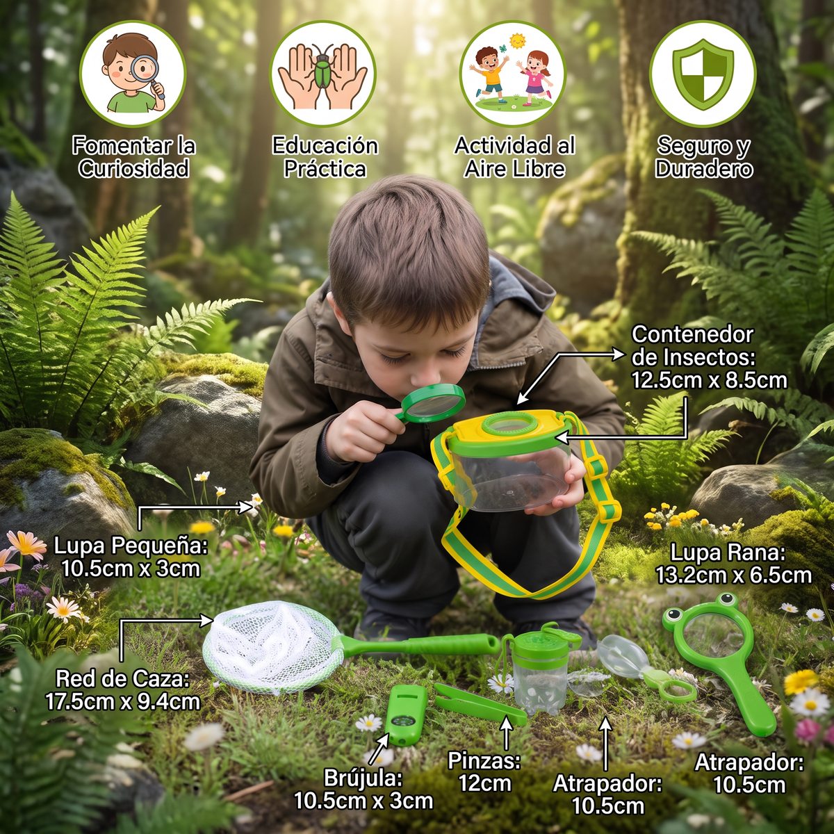 Set de observación de insectos al aire libre para niños con accesorios