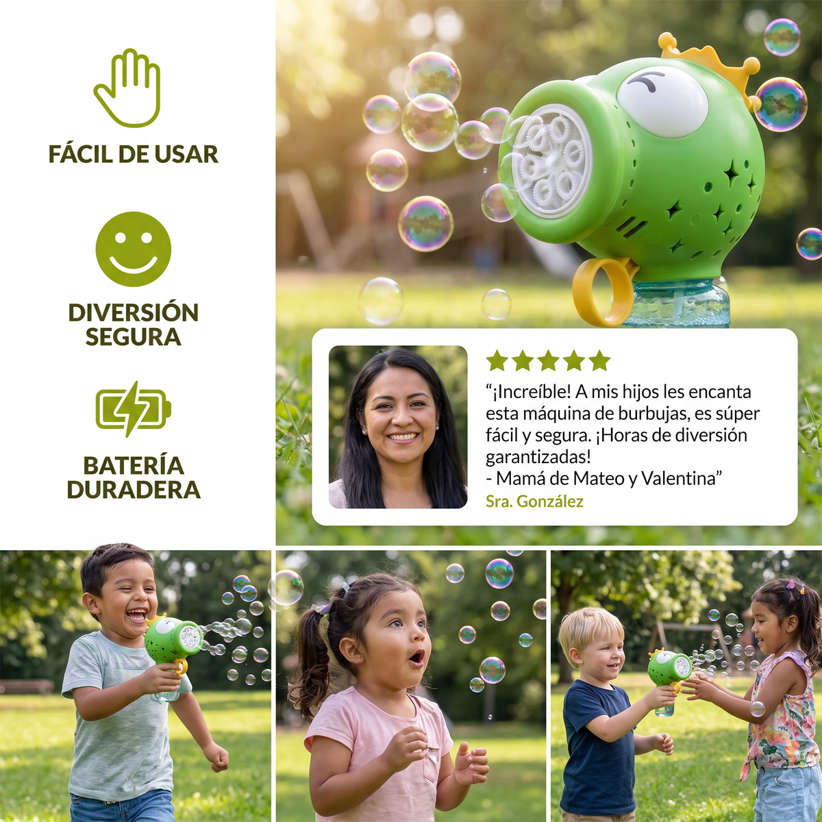 Máquina automática de burbujas adorable – Generador eléctrico de burbujas para niños