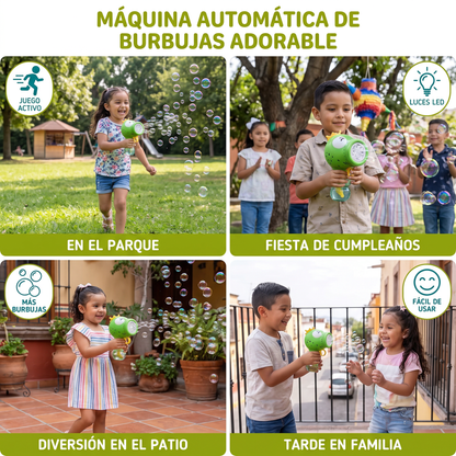 Máquina automática de burbujas adorable – Generador eléctrico de burbujas para niños
