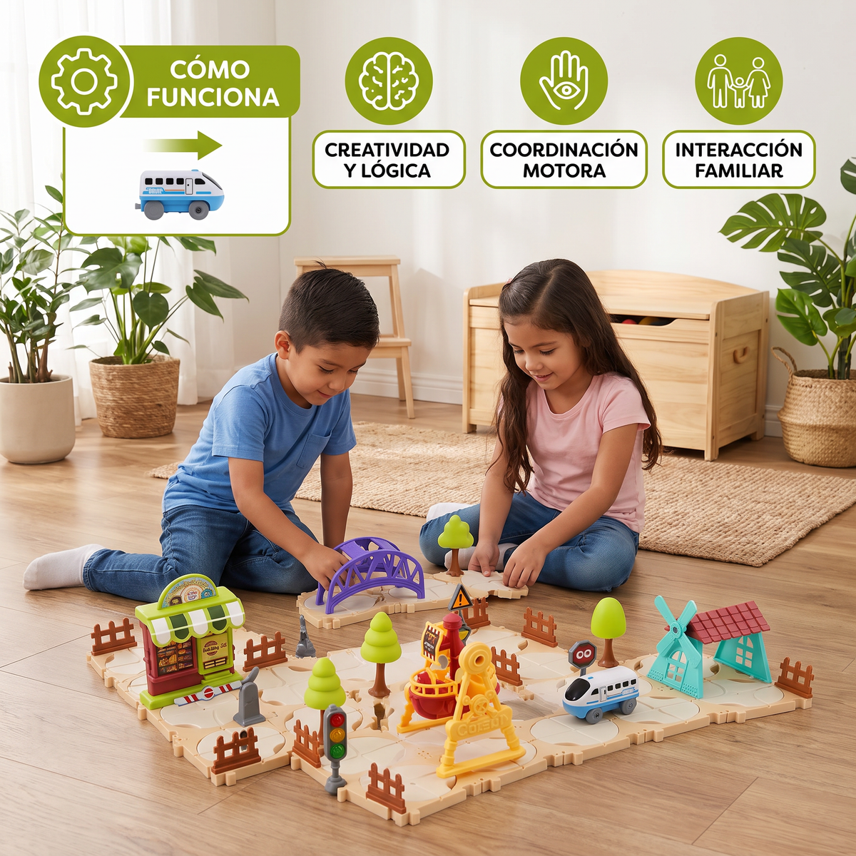 Set de construcción DIY de tren para parque de diversiones
