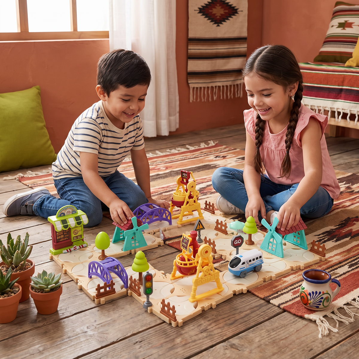 Set de construcción DIY de tren para parque de diversiones