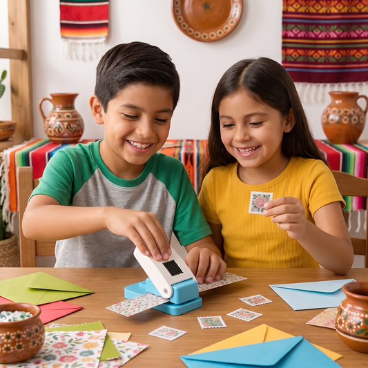 Perforadora de papel DIY con diseño de estampillas para manualidades infantiles