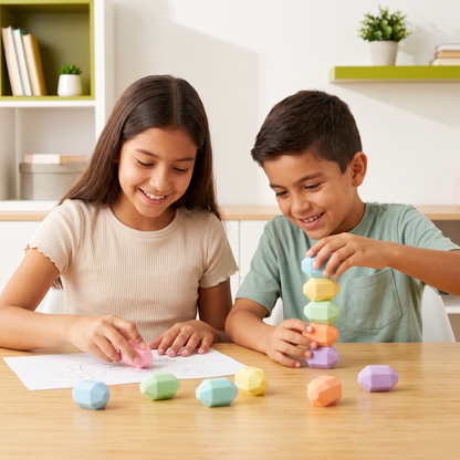Set de borradores apilables con diseño de piedras preciosas