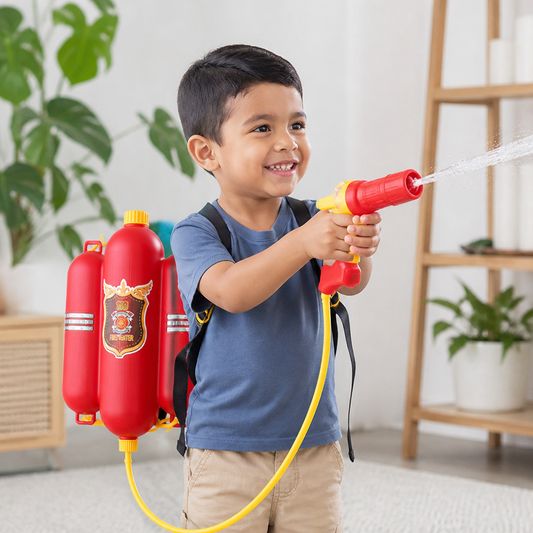 Juguete de pistola de agua con mochila de bombero para niños
