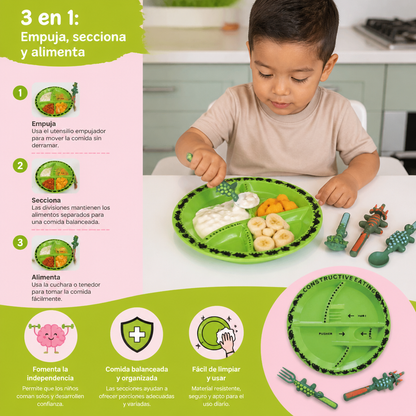 Set de vajilla con temática de dinosaurios
