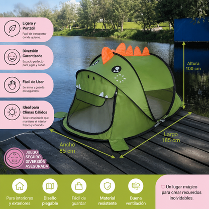 Casa de campaña plegable de dinosaurio para niños – ideal para días cálidos y momentos de juego acogedores