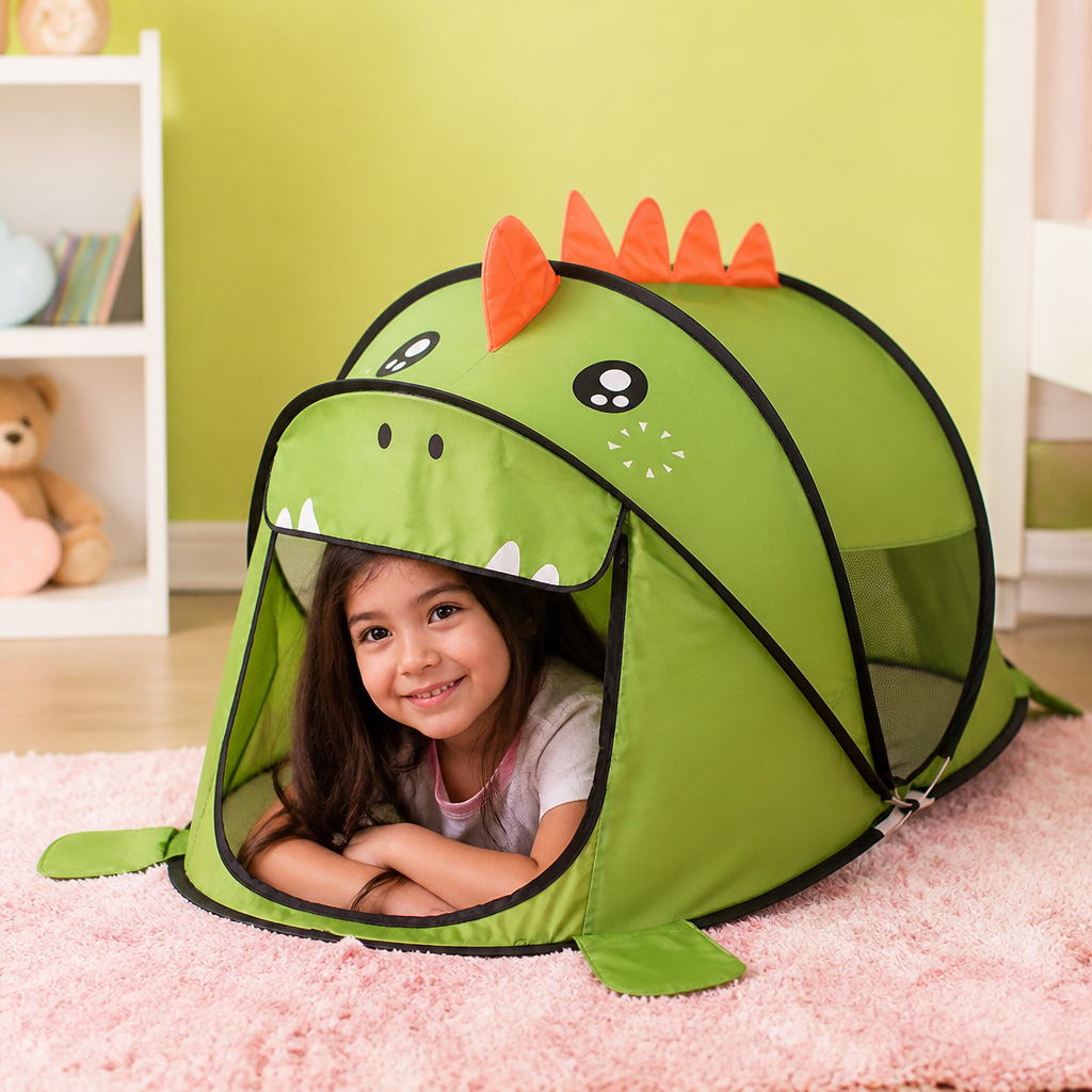 Casa de campaña plegable de dinosaurio para niños – ideal para días cálidos y momentos de juego acogedores