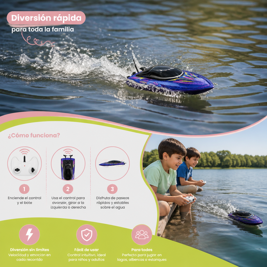 Lancha eléctrica de carreras para disfrutar de diversión rápida en el agua durante el verano