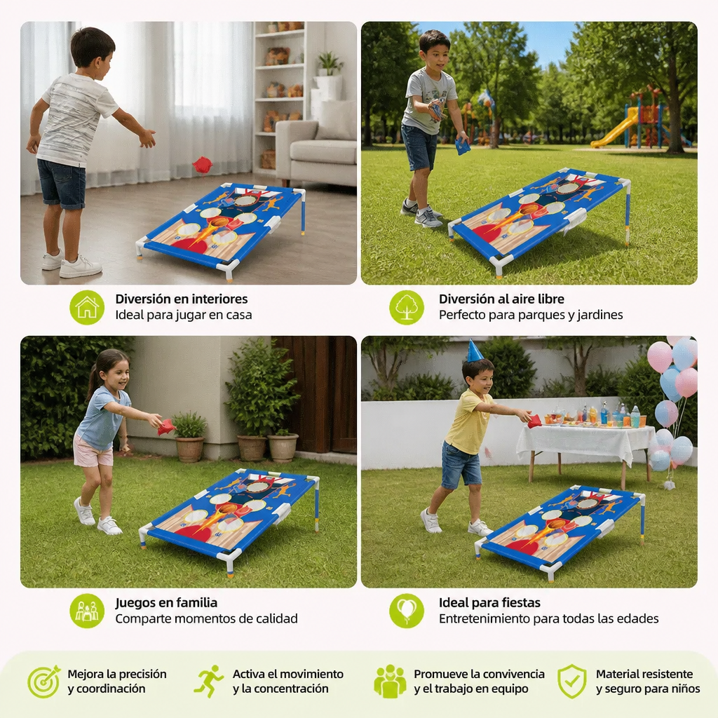 Set de juego de lanzamiento de saquitos – Divertido juego familiar para interiores y exteriores