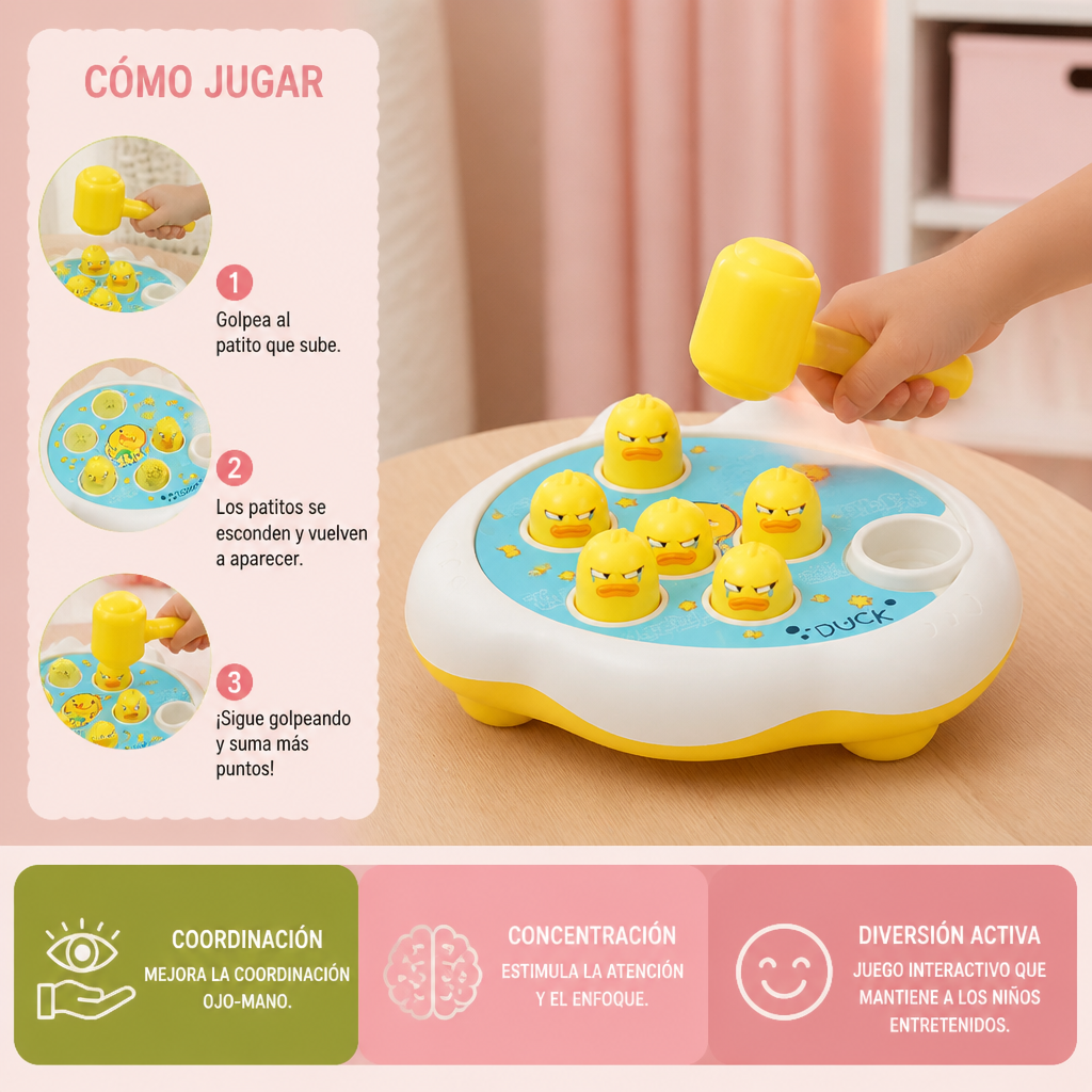 Juego infantil de martillo con animales emergentes
